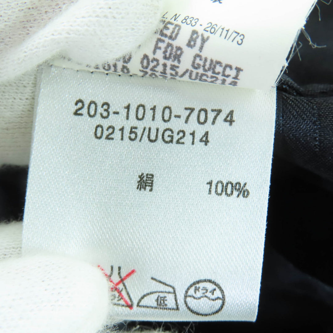 未使用品☆GUCCI グッチ ヴィンテージ シルク100％ トムフォード期 デッドストック 長袖シャツ ダークネイビー 40 正規品 レディース