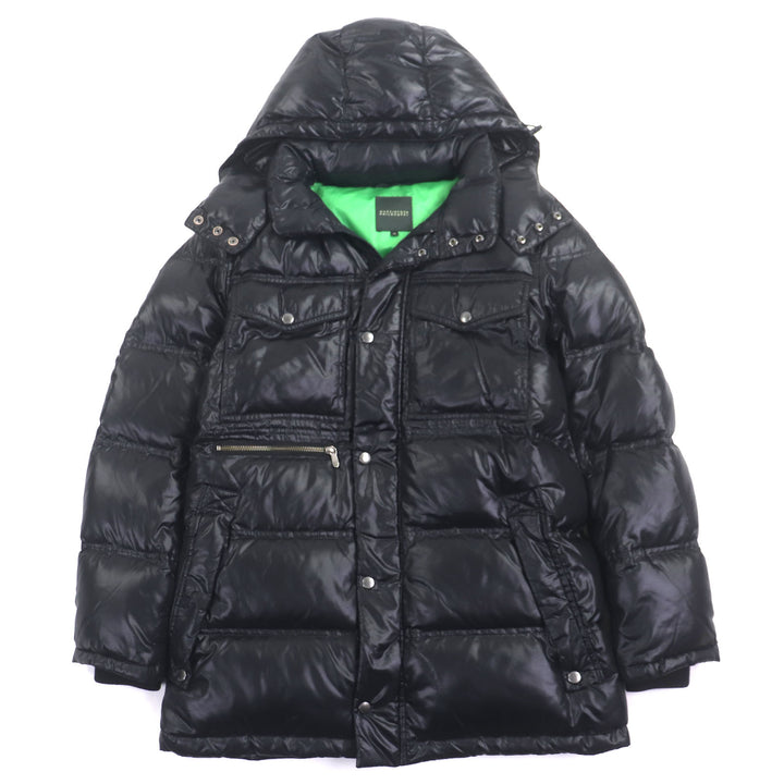 極美品▼MACKINTOSH PHILOSOPHY マッキントッシュフィロソフィー フーデッド ジップアップ ダウンコート ブラック 42 正規品　メンズ