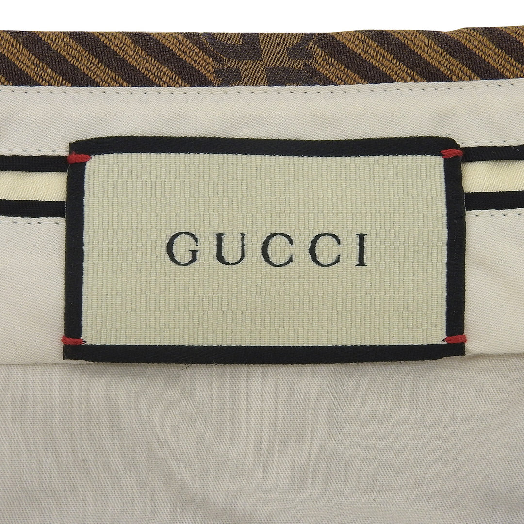 美品▲GUCCI グッチ 630062 コットン シルク混 GGロゴ レジメンタル柄 パンツ ブラウン 44 イタリア製 正規品 メンズ