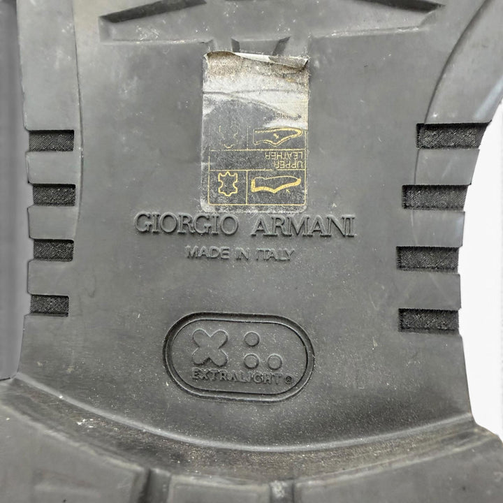 極美品▼GIORGIO ARMANI ジョルジオアルマーニ スウェード ジップアップ プレーントゥ レザーシューズ ブラック 6 イタリア製 メンズ