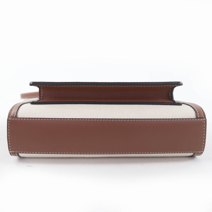 未使用品☆BURBERRY バーバリー ミニ ポケットバッグ 2WAY コットンキャンバス レザー ハンドバッグ ショルダーバッグ ブラウン系
