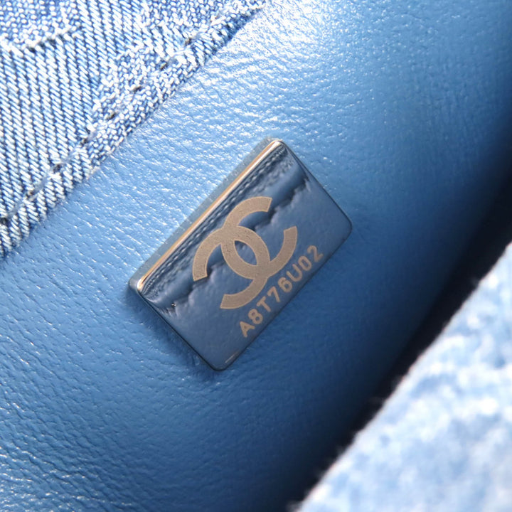 未使用品△CHANEL シャネル AS3829 デニム ミニ マトラッセ ココマーク カメリア チェーンショルダーバッグ ランダムシリアル インディゴ