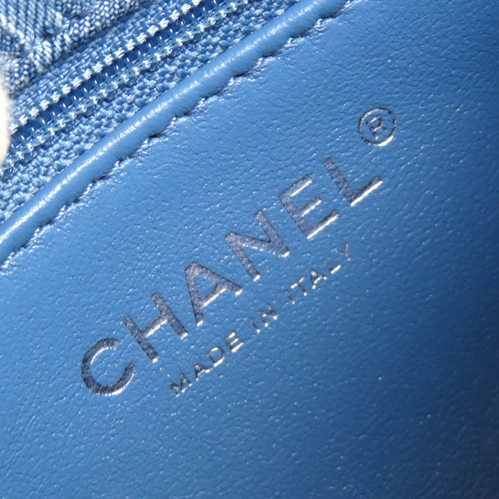 未使用品△CHANEL シャネル AS3829 デニム ミニ マトラッセ ココマーク カメリア チェーンショルダーバッグ ランダムシリアル インディゴ