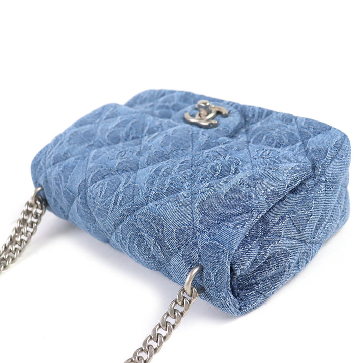 未使用品△CHANEL シャネル AS3829 デニム ミニ マトラッセ ココマーク カメリア チェーンショルダーバッグ ランダムシリアル インディゴ