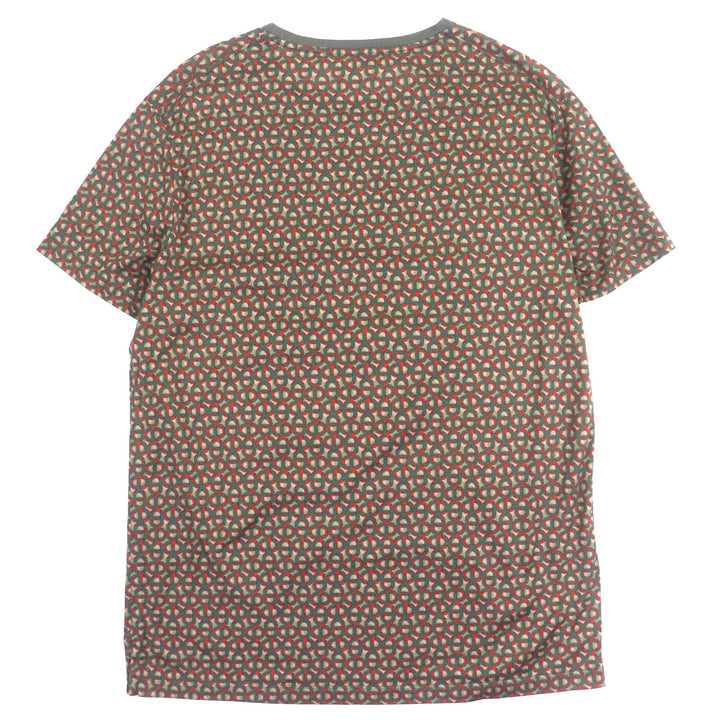 極美品▼HERMES エルメス コットン シェーヌダンクル柄 クルーネック ショートスリーブ 半袖Ｔシャツ カーキ M イタリア製 正規品 メンズ