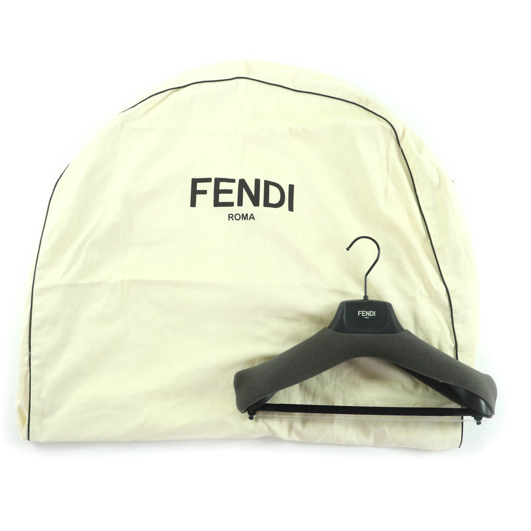極美品★FENDI フェンディ 2017年製 FNE10F ミンク フェイクパール付 レザー使い ジャケット 42 伊製 ハンガー・ガーメント付 正規品