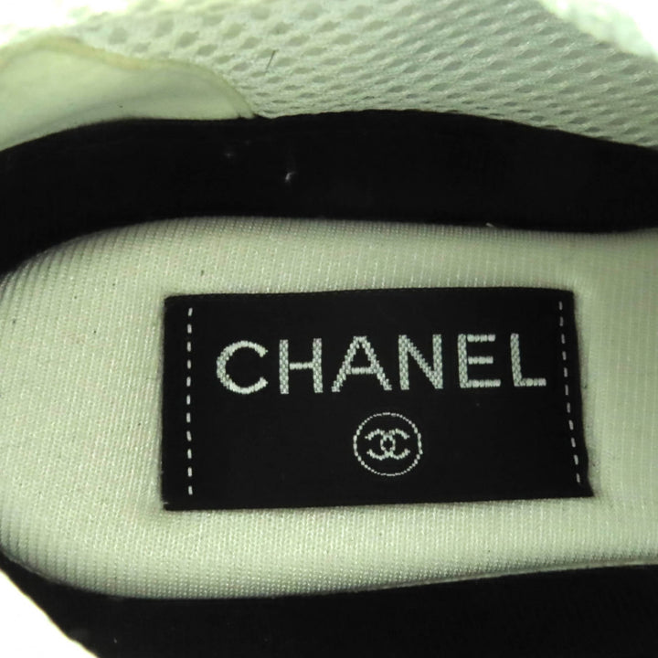 極美品★CHANEL シャネル G38299 ココマーク レザー使い レースアップ スニーカー ブラック ホワイト 37 箱・保存袋付き イタリア製