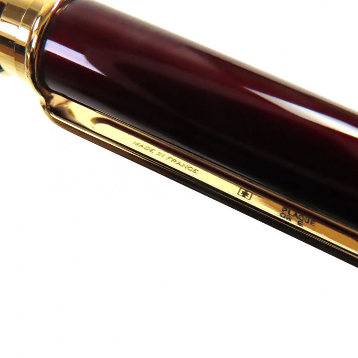 未使用品▼Cartier カルティエ サントス ドゥ カルティエ ロゴ刻印入り ツイスト式 ボールペン ボルドー ゴールド 箱付き 筆記確認済み