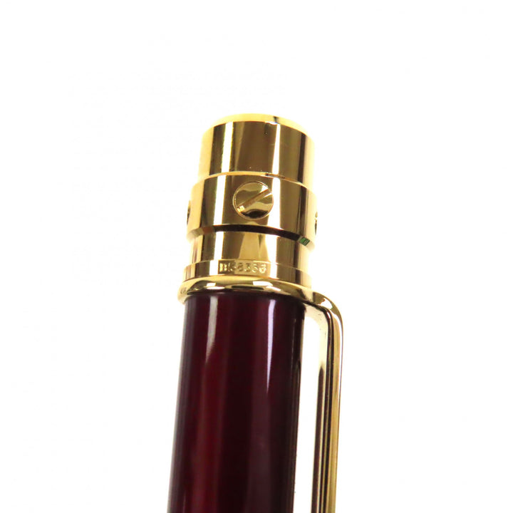 未使用品▼Cartier カルティエ サントス ドゥ カルティエ ロゴ刻印入り ツイスト式 ボールペン ボルドー ゴールド 箱付き 筆記確認済み