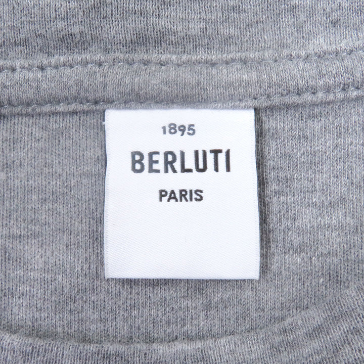 極美品□BERLUTI ベルルッティ ロゴパッチ クルーネック ショートスリーブ 半袖Ｔシャツ カットソー グレー XS イタリア製 正規品 メンズ