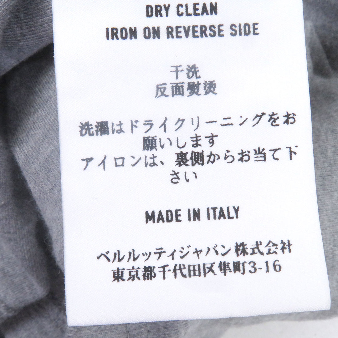 極美品□BERLUTI ベルルッティ ロゴパッチ クルーネック ショートスリーブ 半袖Ｔシャツ カットソー グレー XS イタリア製 正規品 メンズ
