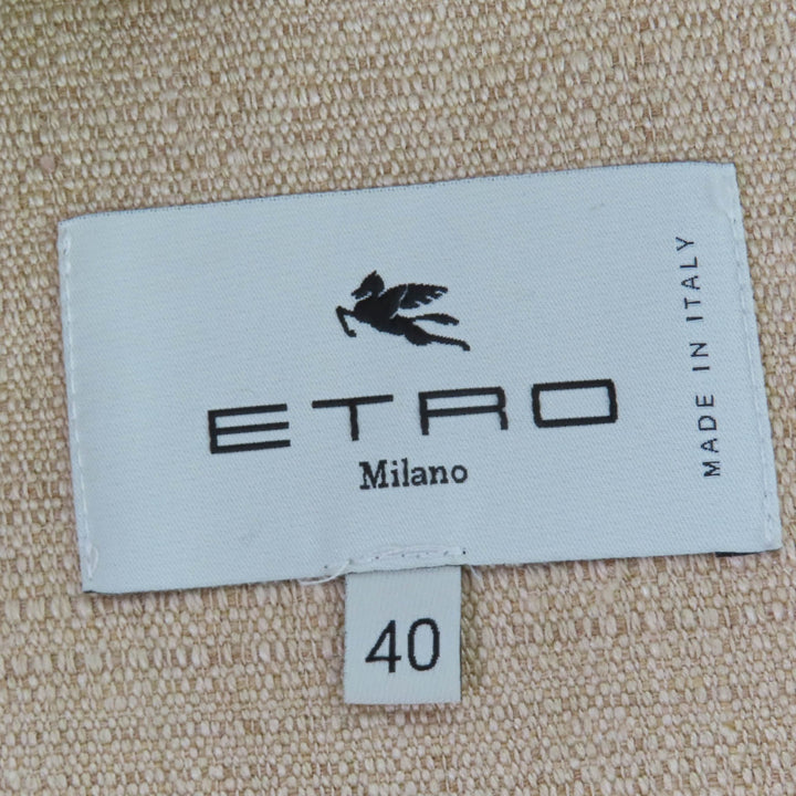 極美品☆ETRO エトロ 22AW リネン シルク ペガソボタン ロング丈 テーラードジャケット ベージュ 40 イタリア製 正規品 レディース