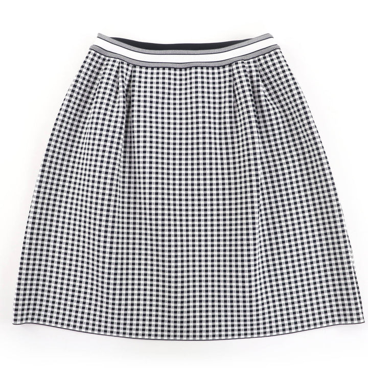 極美品☆Christian Dior クリスチャンディオール 344J10AM532 Checkn Dior ギンガムチェック 台形スカート ブラック ホワイト 42 正規品