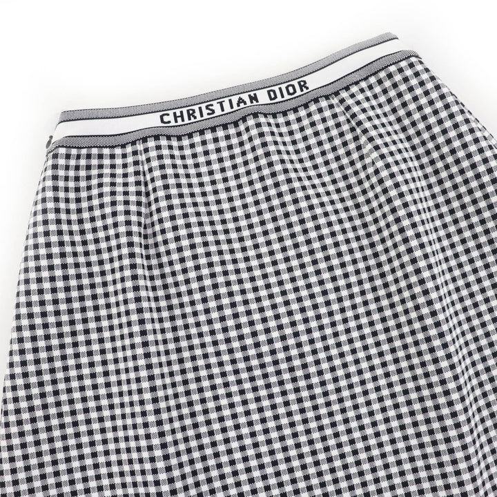 極美品☆Christian Dior クリスチャンディオール 344J10AM532 Checkn Dior ギンガムチェック 台形スカート ブラック ホワイト 42 正規品