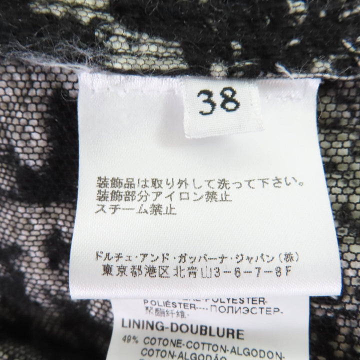 極美品☆DOLCE&amp;GABBANA ドルチェ＆ガッバーナ F28JNZ ビジュー付 ノーカラー ツイードコート ブラック系 38 伊製 正規品 レディース