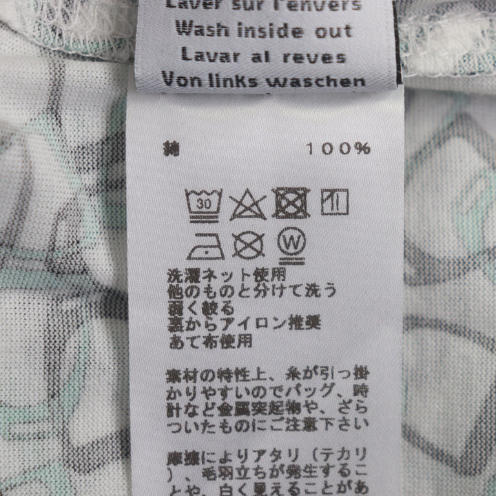 極美品▼HERMES エルメス ETRIERS コットン100% ビット 総柄 クルーネック ショートスリーブ 半袖Ｔシャツ グリーン系 XXL 正規品