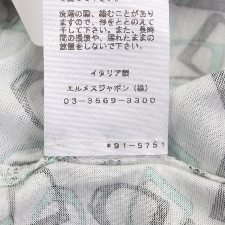 極美品▼HERMES エルメス ETRIERS コットン100% ビット 総柄 クルーネック ショートスリーブ 半袖Ｔシャツ グリーン系 XXL 正規品