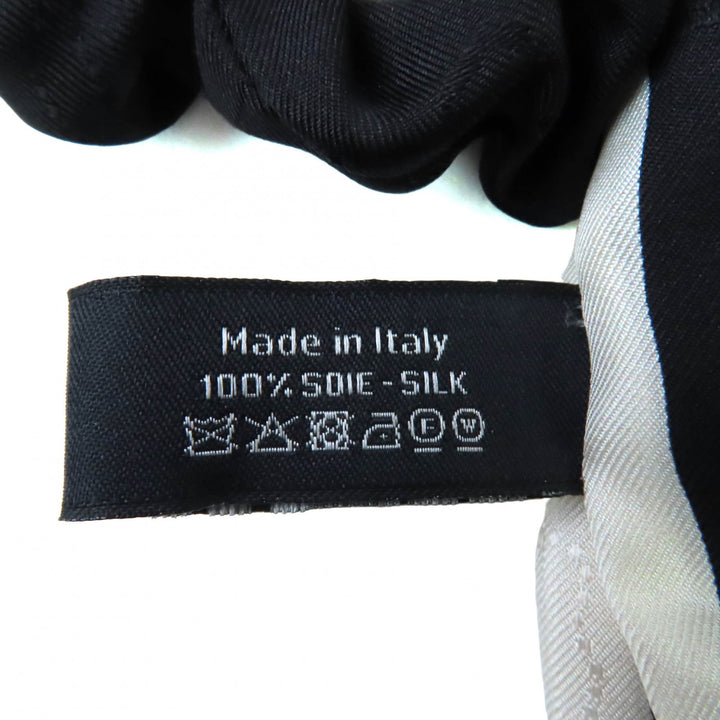 極美品◇CHANEL シャネル 23V シルク100％ カメリア リボンデザイン シュシュ ヘアアクセサリー ブラック ホワイト 箱付 伊製 レディース