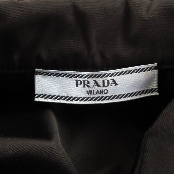 極美品★PRADA プラダ 24X702 Re-Nylon トライアングルロゴプレート ポーチ付 半袖シャツ ブラック 38 イタリア製 正規品 レディース