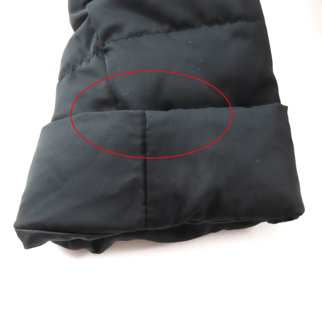 美品★EMPORIO ARMANI エンポリオ アルマーニ 6Z2B76 2NAGZ フェイクファー・フード・ロゴ金具付 スタッズ装飾 中綿コート 黒 40 正規品
