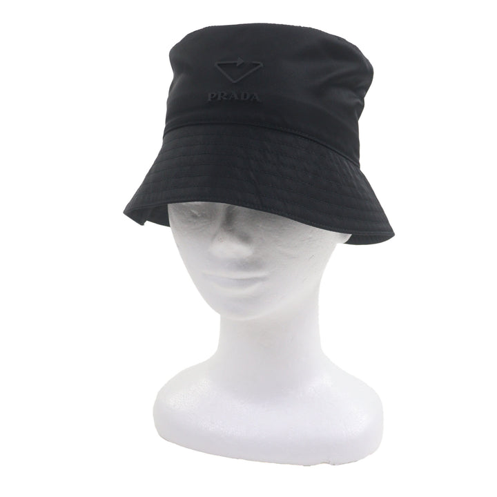 極美品▼PRADA プラダ 20SS 2HC137 Re-Nylon リナイロン ロゴ付き 帽子 バケットハット ブラック S 正規品 メンズ ユニセックス