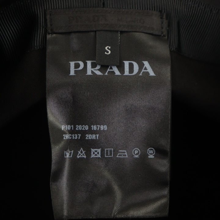 極美品▼PRADA プラダ 20SS 2HC137 Re-Nylon リナイロン ロゴ付き 帽子 バケットハット ブラック S 正規品 メンズ ユニセックス