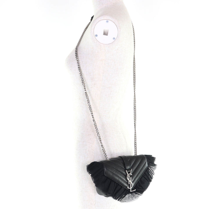 美品◇SAINT LAURENT PARIS サンローランパリ 405328 クラシック ベイビー チェーン レザー ショルダーバッグ シルバー金具 イタリア製