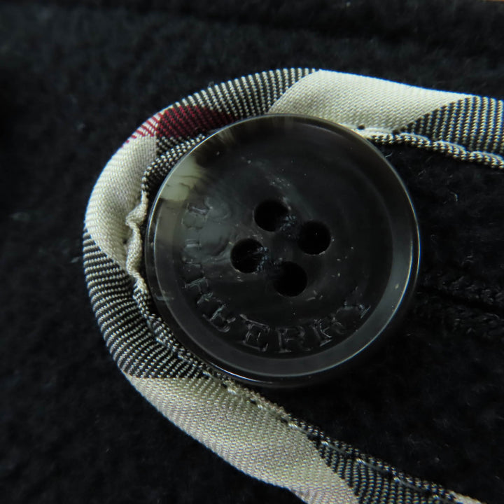 美品☆BURBERRY LONDON バーバリーロンドン ウール 水牛トグル フード付 ダッフルコート ブラック 40 正規品 レディース