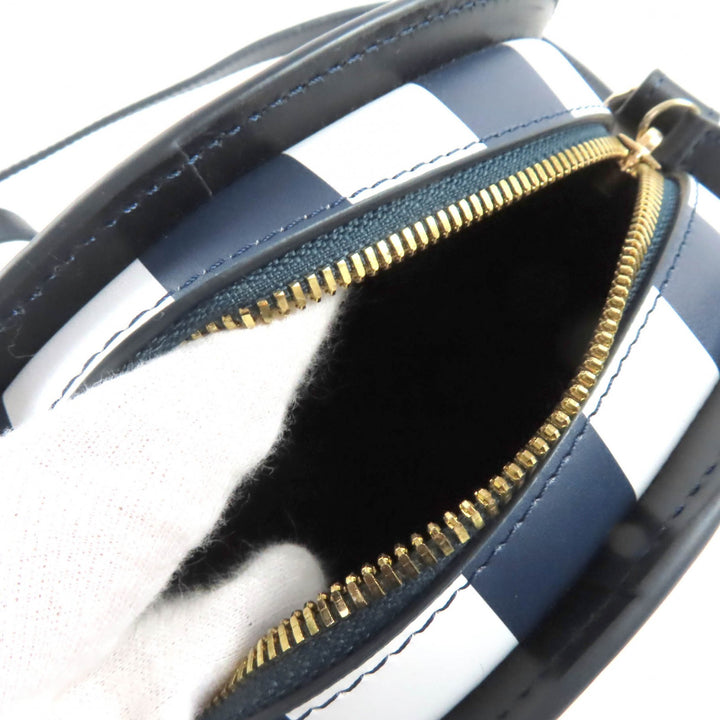 未使用品★A.P.C. アーペーセー PXBSZ-F61392 sac deml mini ストライププリント ハーフムーン レザー ショルダーバッグ 紺 白 保存袋付