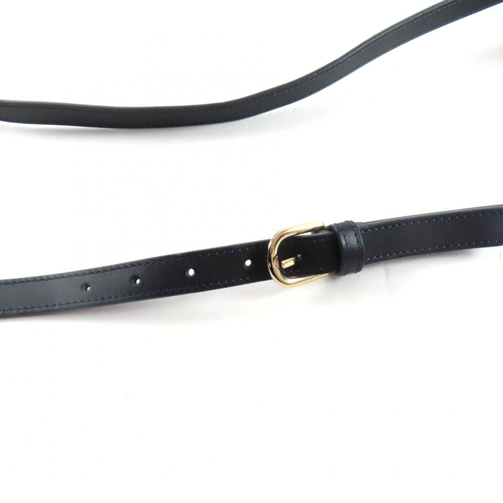 未使用品★A.P.C. アーペーセー PXBSZ-F61392 sac deml mini ストライププリント ハーフムーン レザー ショルダーバッグ 紺 白 保存袋付