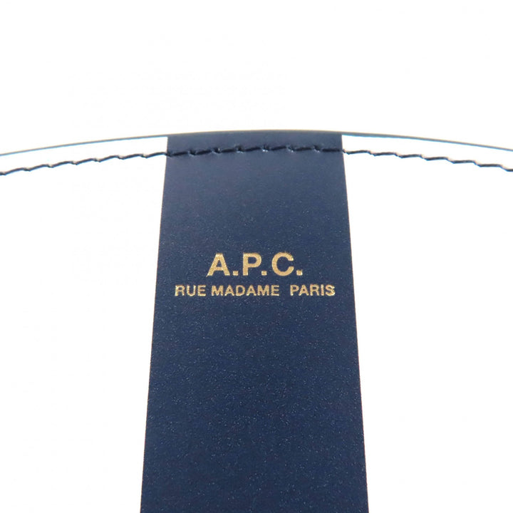 未使用品★A.P.C. アーペーセー PXBSZ-F61392 sac deml mini ストライププリント ハーフムーン レザー ショルダーバッグ 紺 白 保存袋付