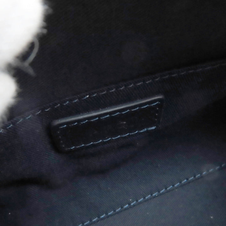 未使用品★A.P.C. アーペーセー PXBSZ-F61392 sac deml mini ストライププリント ハーフムーン レザー ショルダーバッグ 紺 白 保存袋付