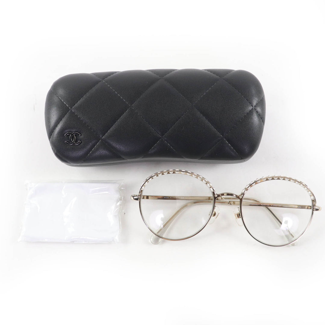 極美品☆CHANEL シャネル 4247 ココマーク フェイクパール サングラス 伊達メガネ 眼鏡 アイウェア ゴールド 52□19 135 レディース