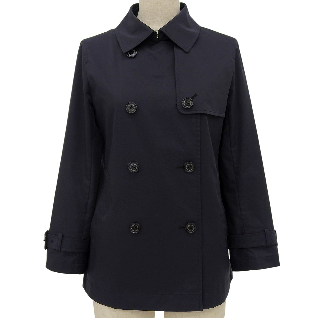 美品▲MACKINTOSH PHILOSOPHY マッキントッシュフィロソフィー H5E05-125-29 ロゴボタン ショート トレンチコート ブラック 36 正規品