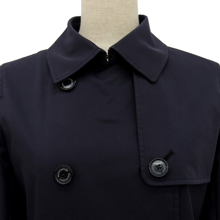 美品▲MACKINTOSH PHILOSOPHY マッキントッシュフィロソフィー H5E05-125-29 ロゴボタン ショート トレンチコート ブラック 36 正規品