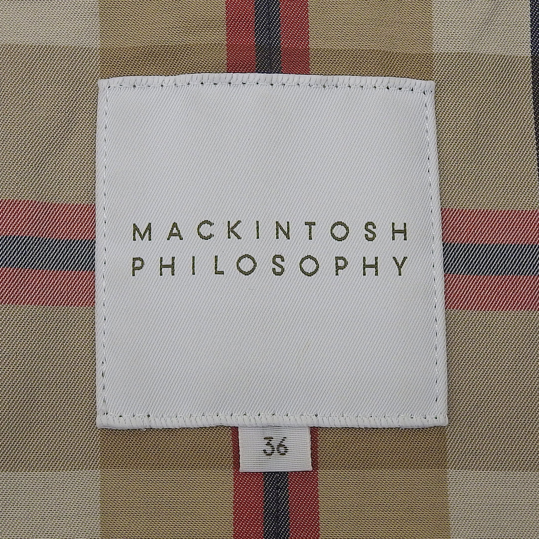 美品▲MACKINTOSH PHILOSOPHY マッキントッシュフィロソフィー H5E05-125-29 ロゴボタン ショート トレンチコート ブラック 36 正規品