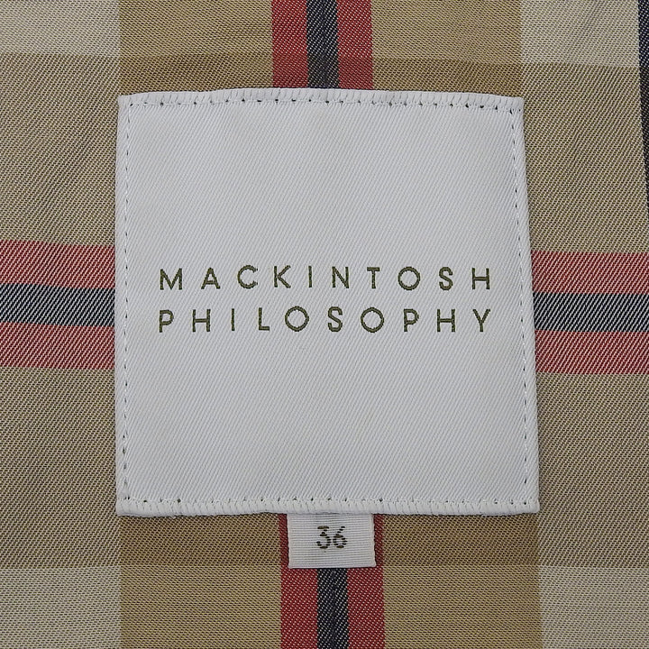 美品▲MACKINTOSH PHILOSOPHY マッキントッシュフィロソフィー H5E05-125-29 ロゴボタン ショート トレンチコート ブラック 36 正規品