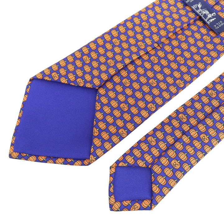 未使用品▲HERMES エルメス シルク100％ アミラルシトルイユ パンプキン柄 ネクタイ 箱付き フランス製 メンズ