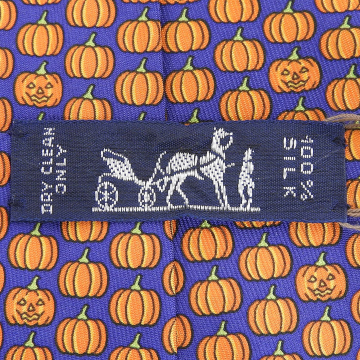 未使用品▲HERMES エルメス シルク100％ アミラルシトルイユ パンプキン柄 ネクタイ 箱付き フランス製 メンズ
