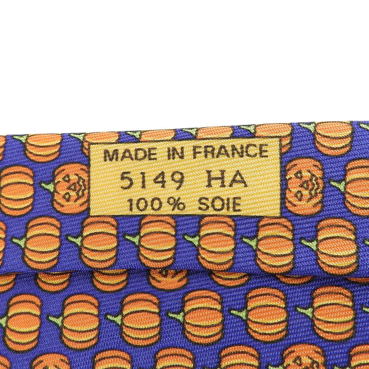 未使用品▲HERMES エルメス シルク100％ アミラルシトルイユ パンプキン柄 ネクタイ 箱付き フランス製 メンズ