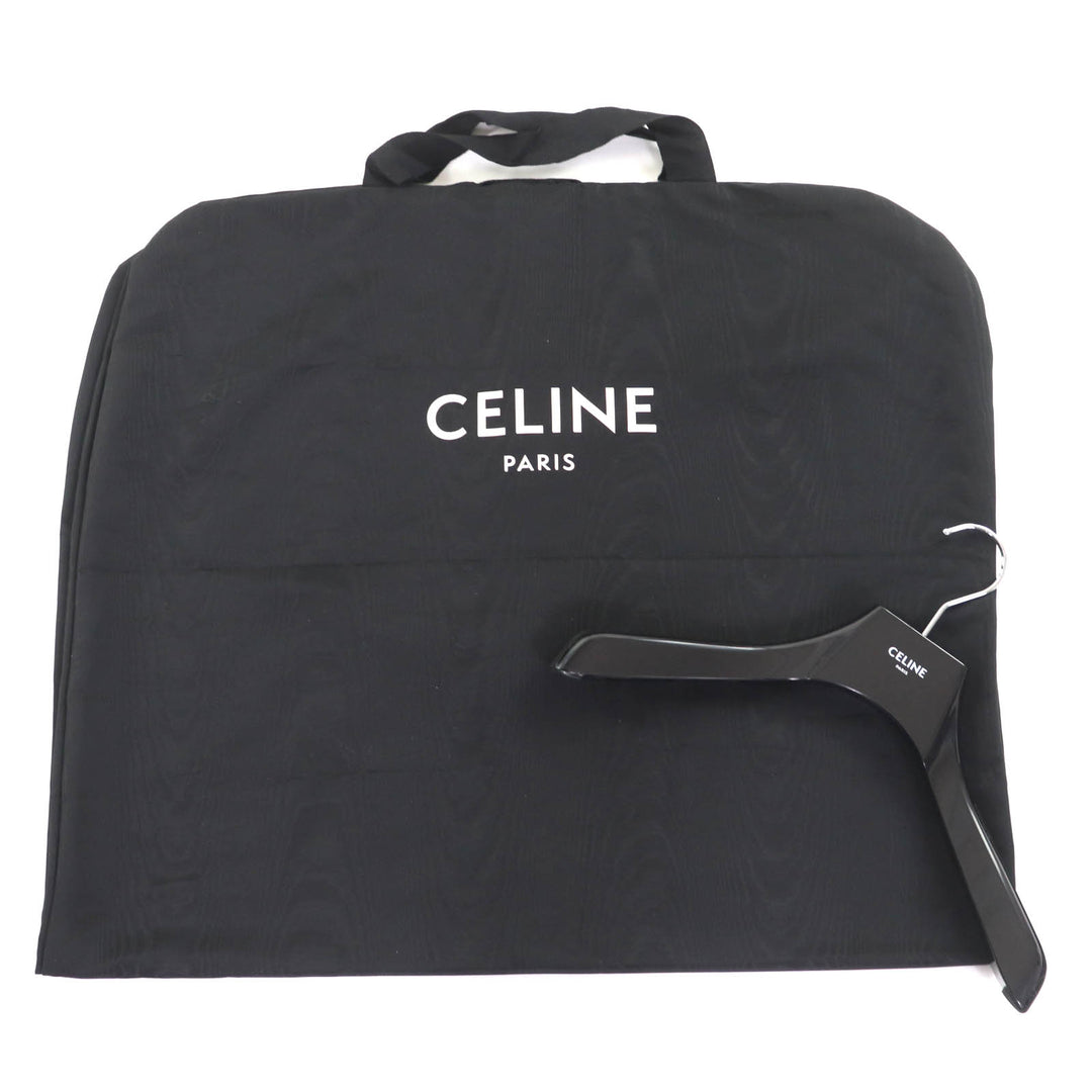 美品◇CELINE セリーヌ 2W396880N ロゴ刺繍・金ボタン付 ダウンベスト カーキ 36 ハンガー・ガーメント付 イタリア製 正規品 レディース
