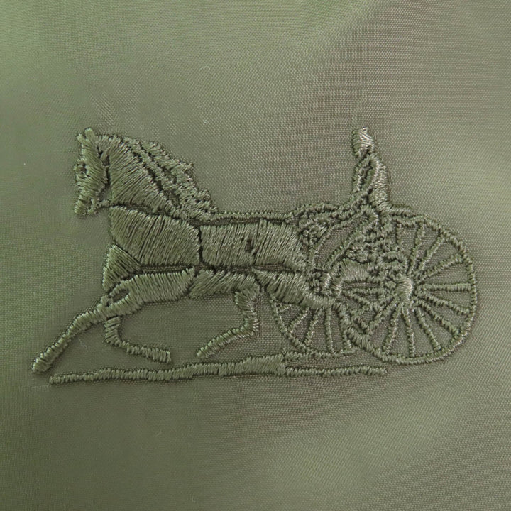 美品◇CELINE セリーヌ 2W396880N ロゴ刺繍・金ボタン付 ダウンベスト カーキ 36 ハンガー・ガーメント付 イタリア製 正規品 レディース