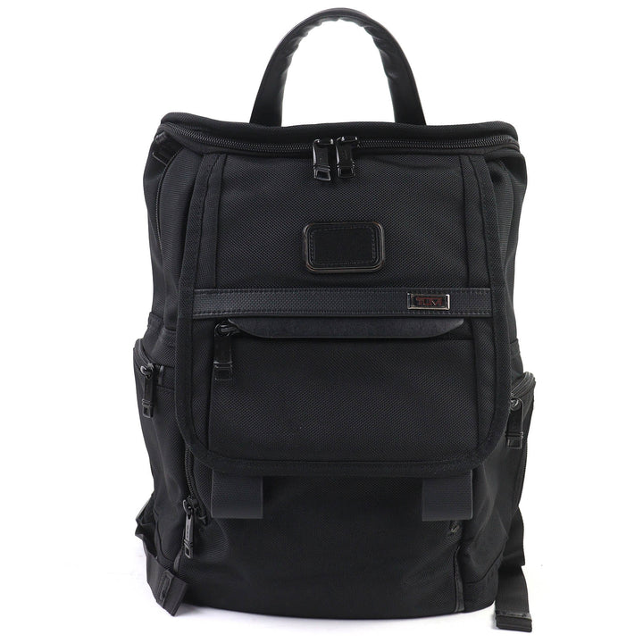 美品△TUMI トゥミ 2603174D3 ALPHA 3 BRAVO Flap Backpack バリスティックナイロン レザー使い リュック・デイパック ブラック メンズ
