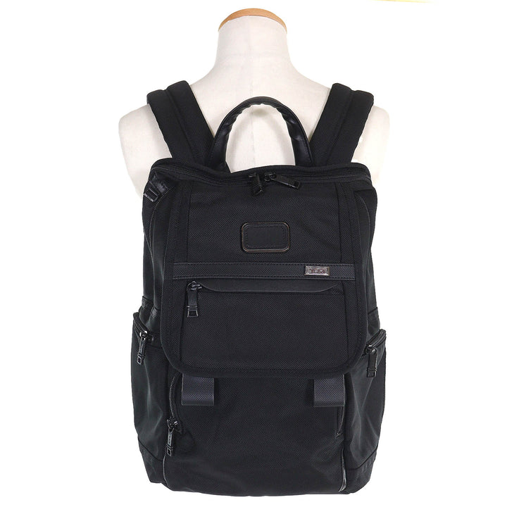 美品△TUMI トゥミ 2603174D3 ALPHA 3 BRAVO Flap Backpack バリスティックナイロン レザー使い リュック・デイパック ブラック メンズ