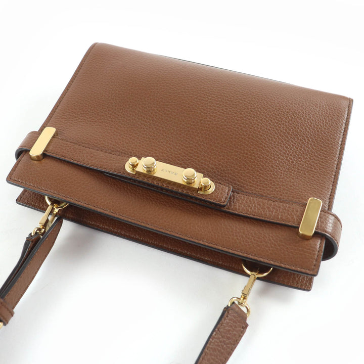 極美品☆BALLY バリー Carriage Shoulder Bag 2WAY レザー ハンドバッグ ショルダーバッグ ブラウン ゴールド金具 イタリア製 レディース