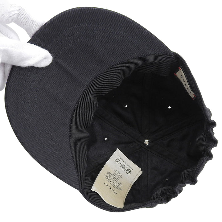 未使用品▲GUCCI グッチ 751400 コットン100％ ロゴアップリケ付 ベースボールキャップ 帽子 ブラック M 58cm イタリア製 正規品 メンズ