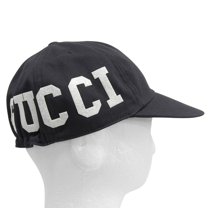 未使用品▲GUCCI グッチ 751400 コットン100％ ロゴアップリケ付 ベースボールキャップ 帽子 ブラック M 58cm イタリア製 正規品 メンズ