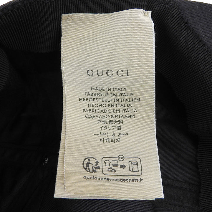 未使用品▲GUCCI グッチ 751400 コットン100％ ロゴアップリケ付 ベースボールキャップ 帽子 ブラック M 58cm イタリア製 正規品 メンズ