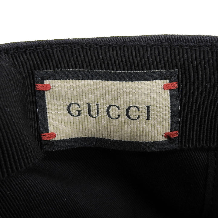 未使用品▲GUCCI グッチ 751400 コットン100％ ロゴアップリケ付 ベースボールキャップ 帽子 ブラック M 58cm イタリア製 正規品 メンズ