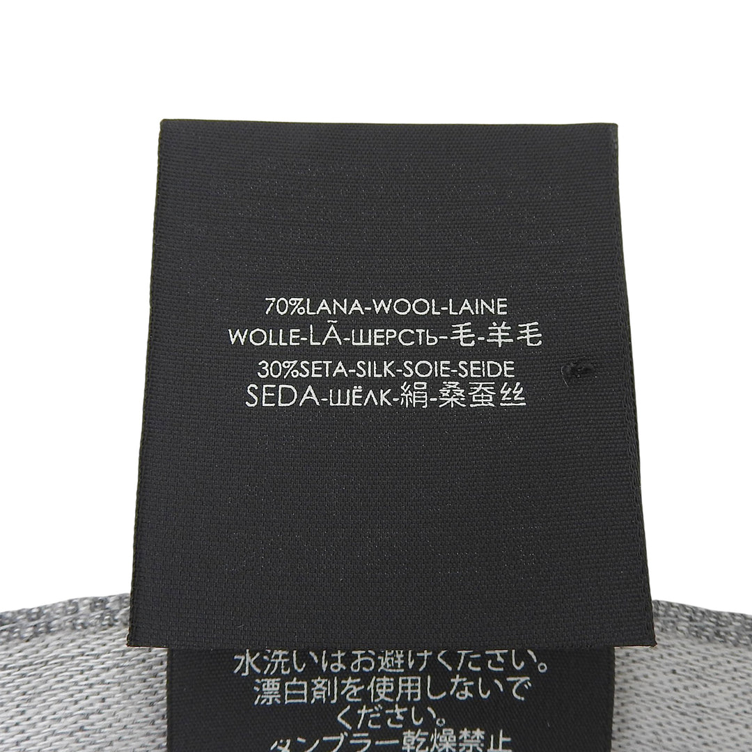 極美品▲GUCCI グッチ ウール シルク混 GG柄 フリンジ付き ストール ショール グレー 45×180cm イタリア製 正規品 レディース